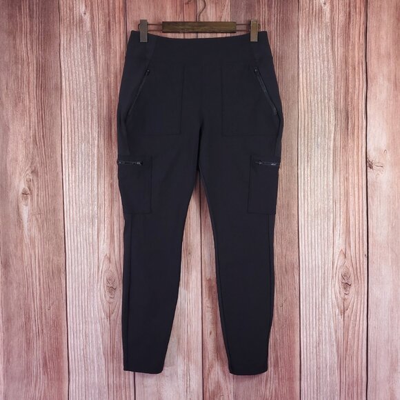 Athleta Hybrid High Rise Cargo Leggings Womens Size 14 Black Athleisure 982353 - Picture 1 of 11